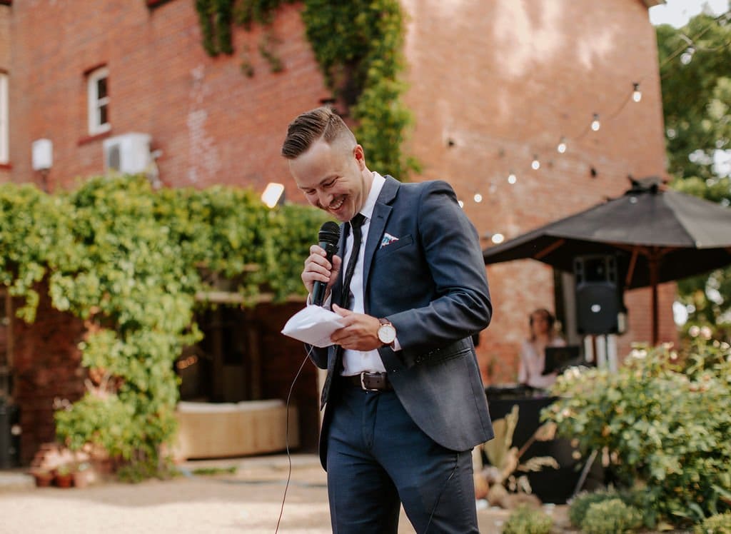 Groom Speaks At Melbourne Wedding Whilst DJ Plays Music In Background