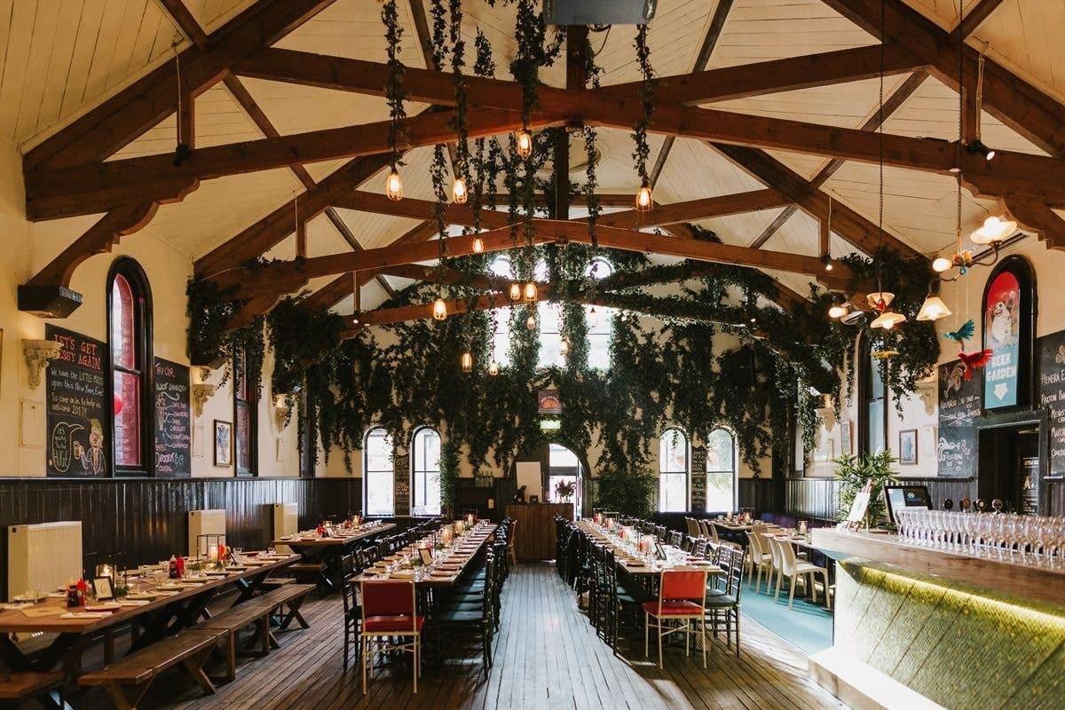 Brunswick Mess Hall Wedding Table Setting Arrangement