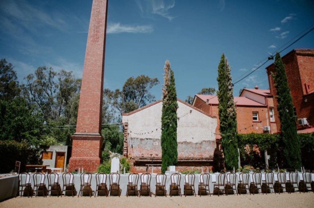 Wedding Venue Table Setting At Euroa Butter Factory Victoria