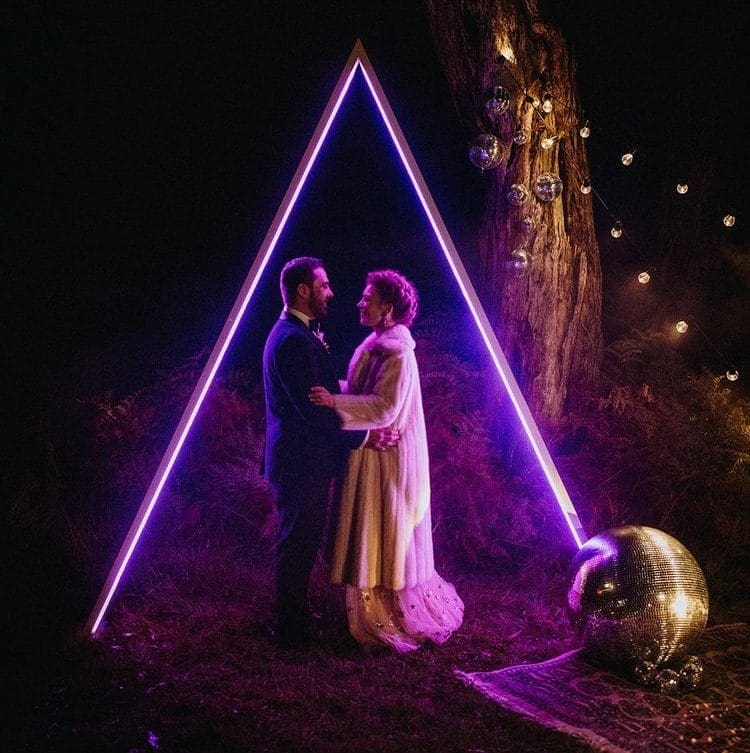 Melbourne-Bride-Groom-With-Neon-Arbour-And-Disco-Ball