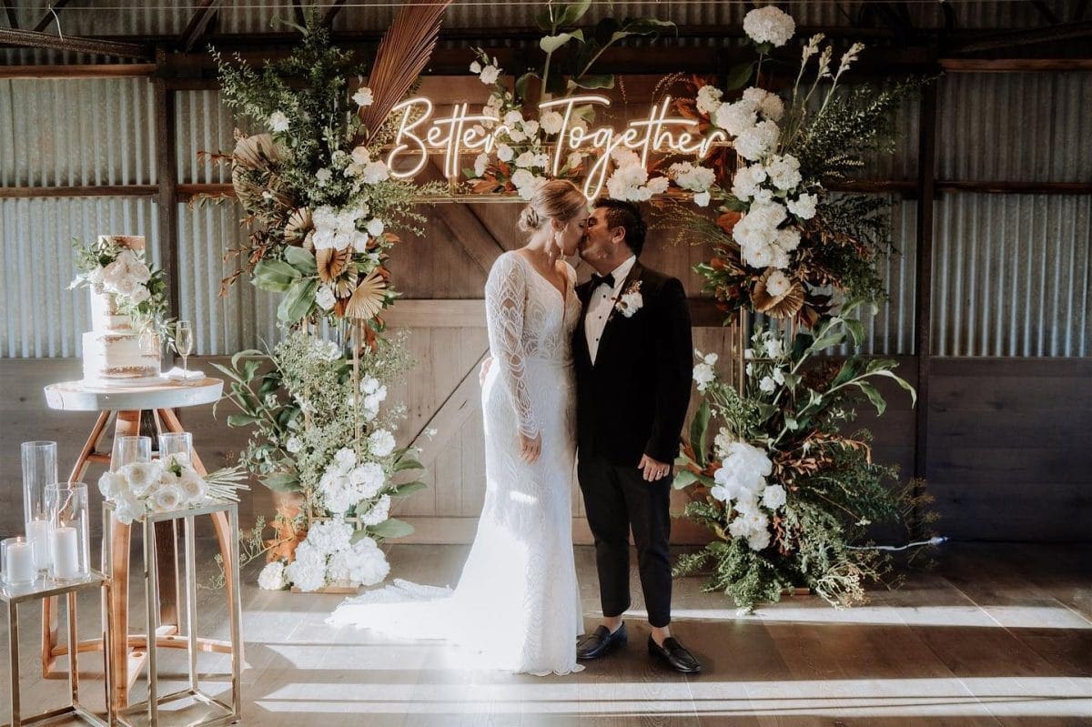 Melbourne Bride And Groom Kiss At Wedding Reception