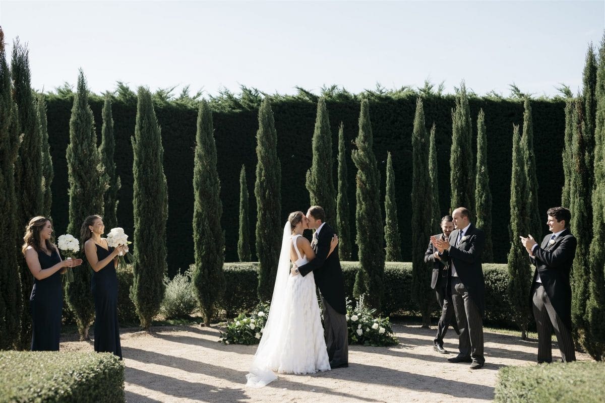 Bride And Groom Kiss After Wedding Ceremony At Coombe Yarra Valley