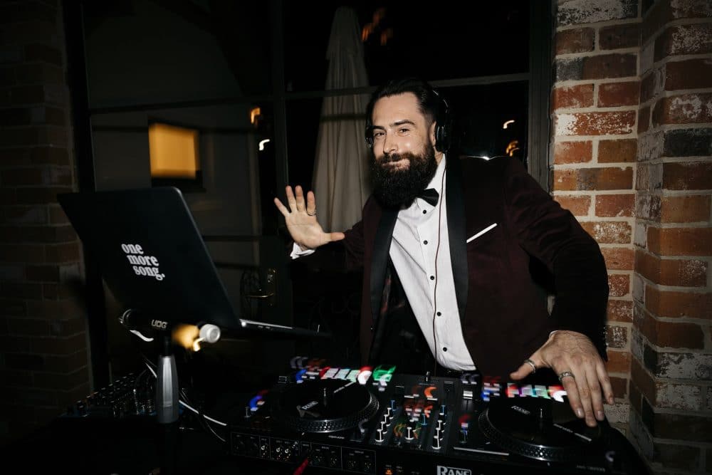 DJ Eddy Mac Poses Behind Decks At Coombe Yarra Valley Wedding Reception