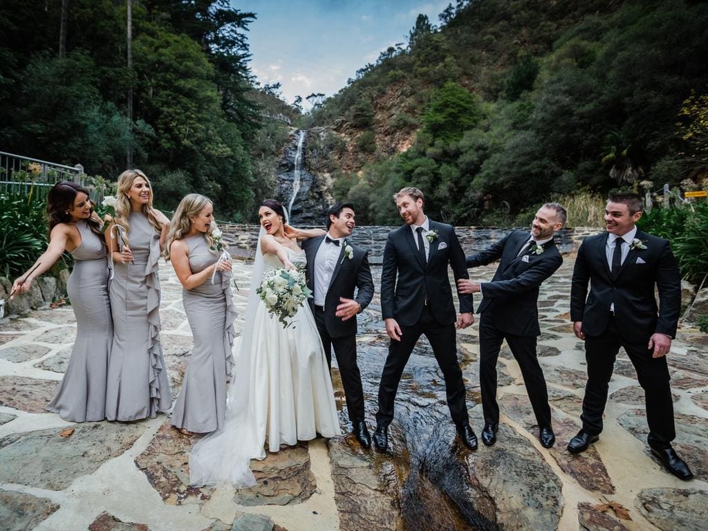 Adelaide Wedding Party Poses At Venue